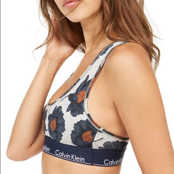 Calvin Klein Racerback Modern Cotton Floral Bra - Picture 2 of 8